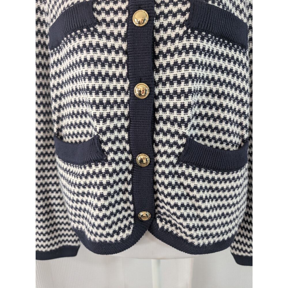 NWOT! FREE ASSEMBLY! BLACK & WHITE BLOCK STRIPED, POCKETED CARDIGAN SWEATER! XXL - Picture 5 of 14